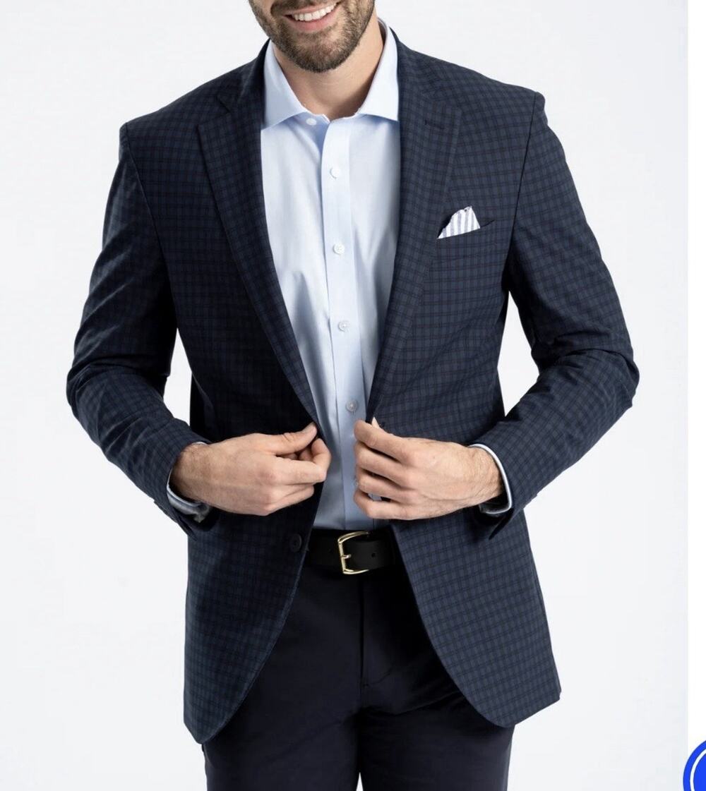 Twillory Performance Blazer | Navy Check Preppy Old Money Luxury 42S